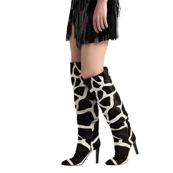 NEW Giuseppe Zanotti Hattie Boots Calfhair Giraffe Print Over the Knee Boot 37.5 - Picture 1 of 10